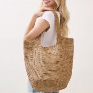 Round Bottom Handmade Strap Woven Straw Tote Bag